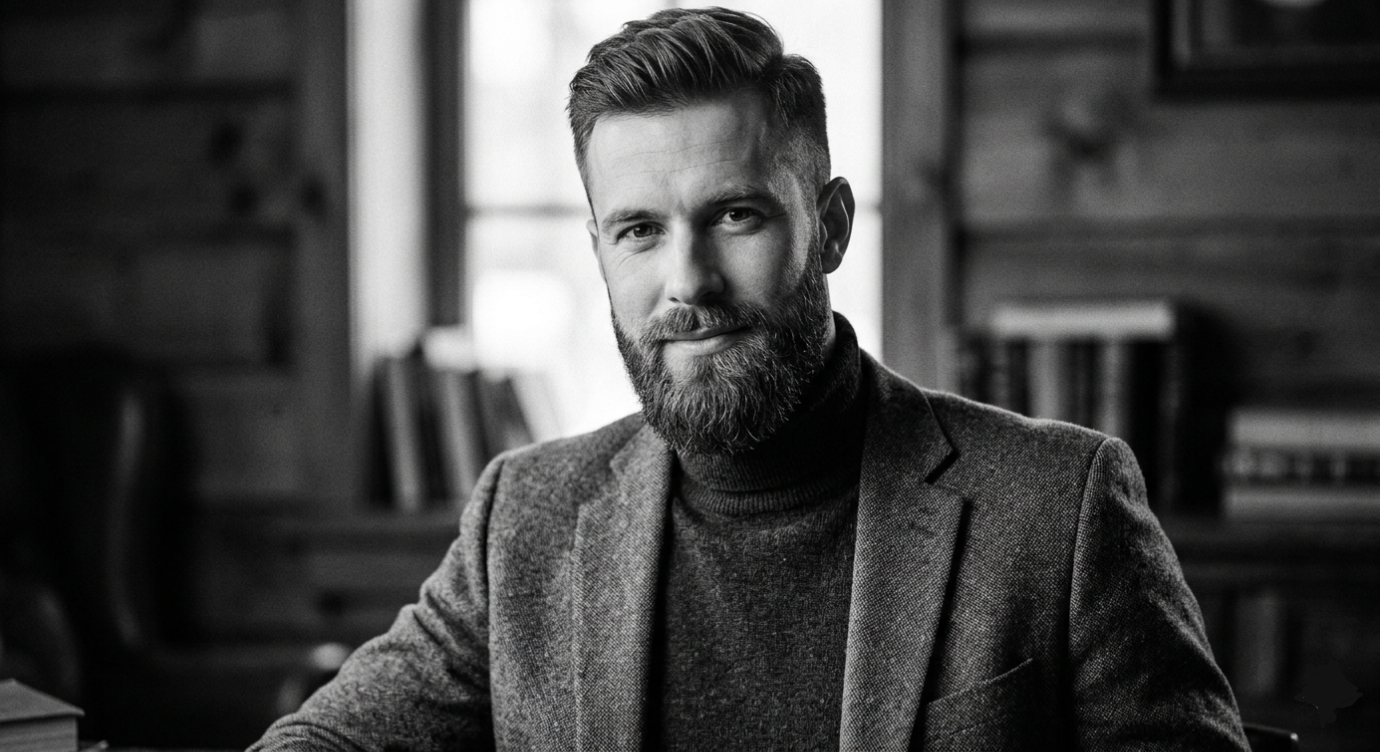 Homme élégant avec une barbe parfaitement taillée dans les rues de Paris, style coiffeur barbier professionnel