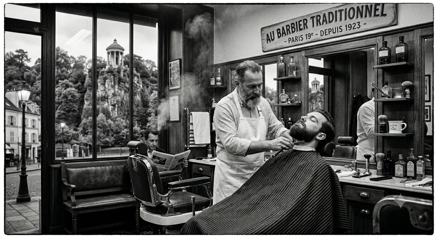 Rasage à l'ancienne avec shavette et bol à barbe traditionnel chez le meilleur barbier de Paris 19